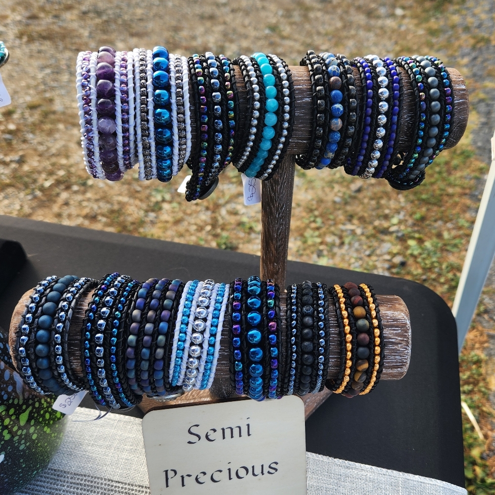SEMI Precious Stone and Leather Bracelets